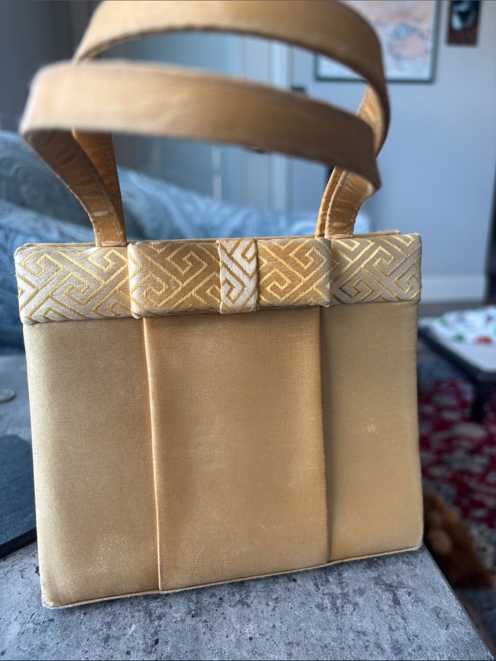Elegant Vintage Preston & York Gold Satin Evening Bag